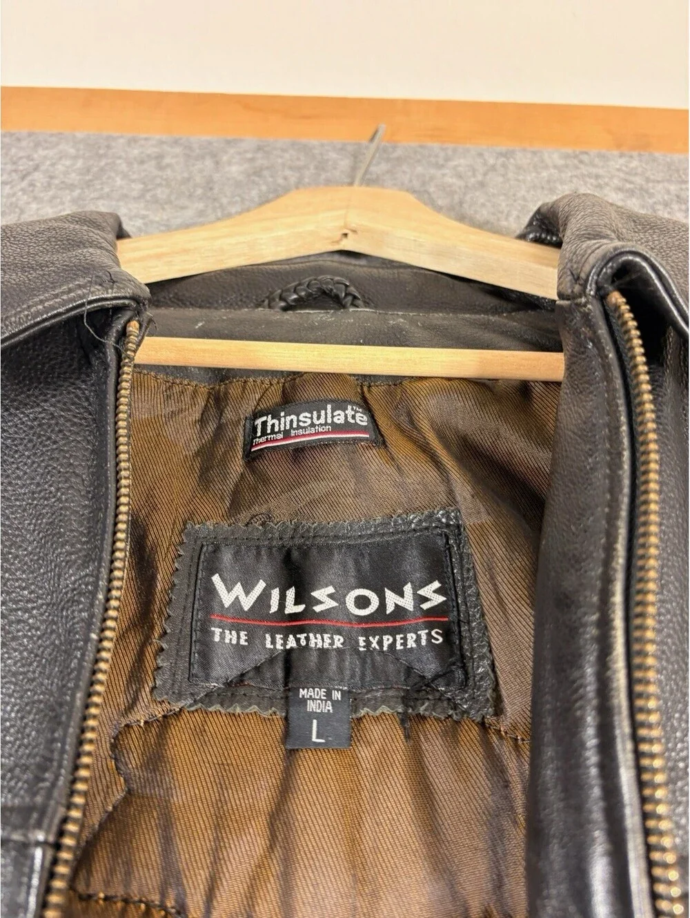 Vintage Wilsons Leathers Motorcycle Jacket Size Large With Harley Patches